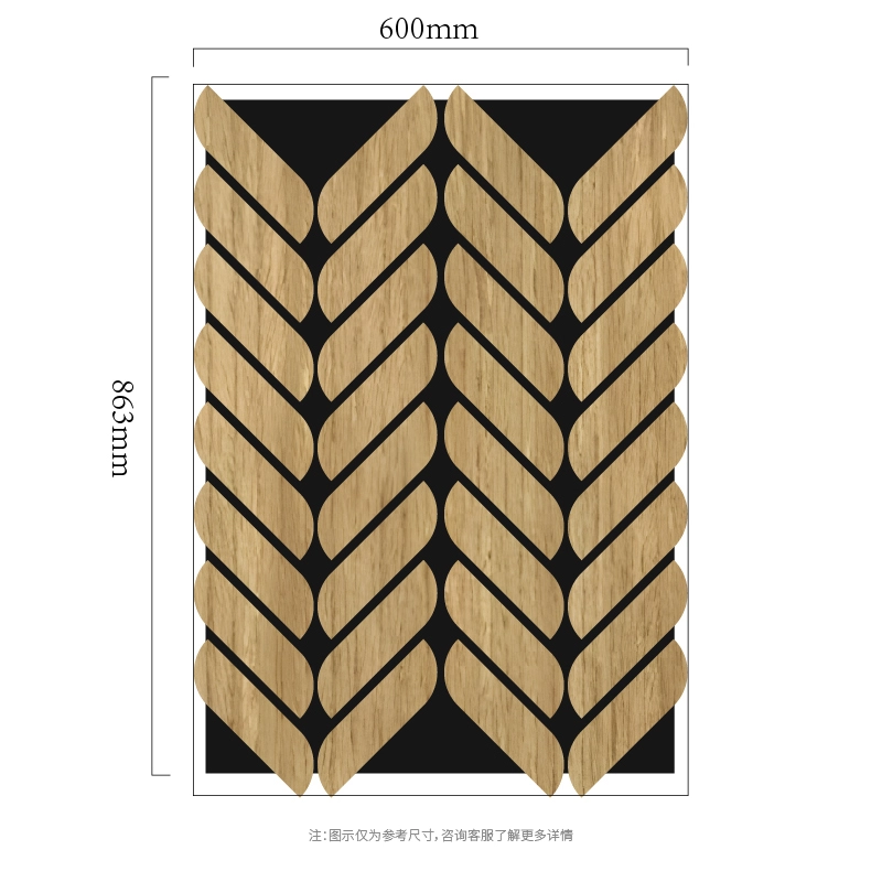 Akustisches Wandpaneel aus MDF-auf-PET-Mosaik mit Chevron-Blättern Akustisches Wandpaneel aus MDF-auf-PET-Mosaik mit Chevron-Blättern