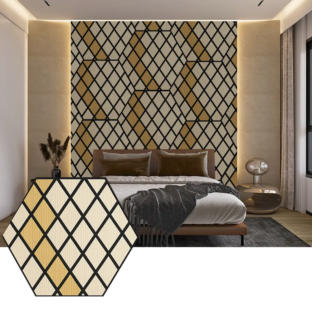 Sechseckige PET-Akustikplatten für moderne Wandgestaltung Sechseckige PET-Akustikplatten für moderne Wandgestaltung