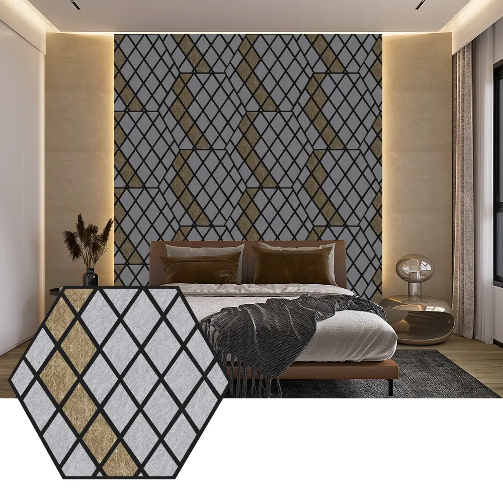 Sechseckige PET-Akustikplatten für moderne Wandgestaltung
