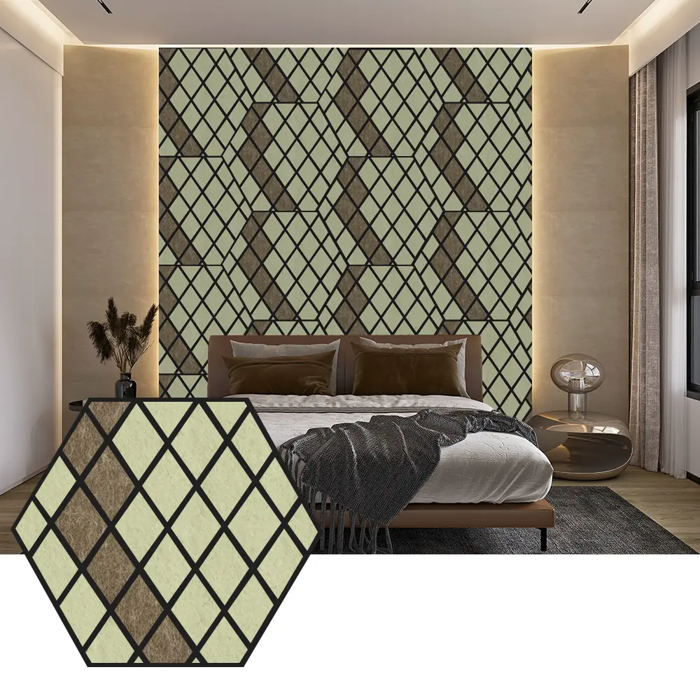Sechseckige PET-Akustikplatten für moderne Wandgestaltung