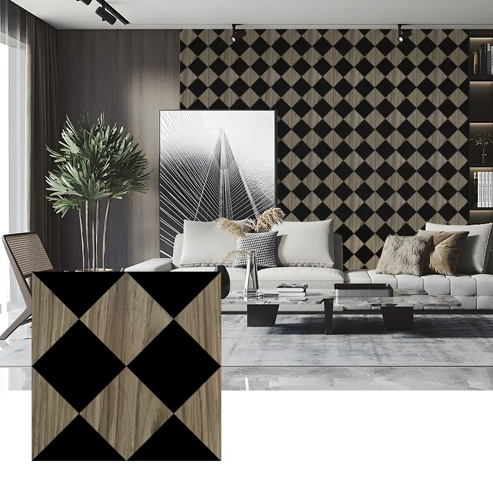 Akustikplatten aus Holzfurnier für die Wanddekoration im Schlafzimmer