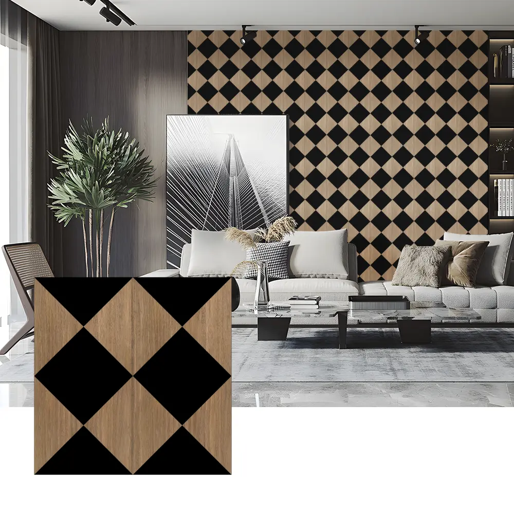 Akustikplatten aus Holzfurnier für die Wanddekoration im Schlafzimmer